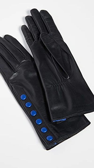 Shop Agnelle Aileen Snap Detail Gloves In Black/gitane