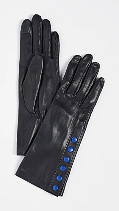Shop Agnelle Aileen Snap Detail Gloves In Black/gitane
