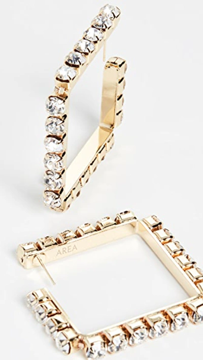 Shop Area Medium Classic Square Hoops In Gold Brass/crystal