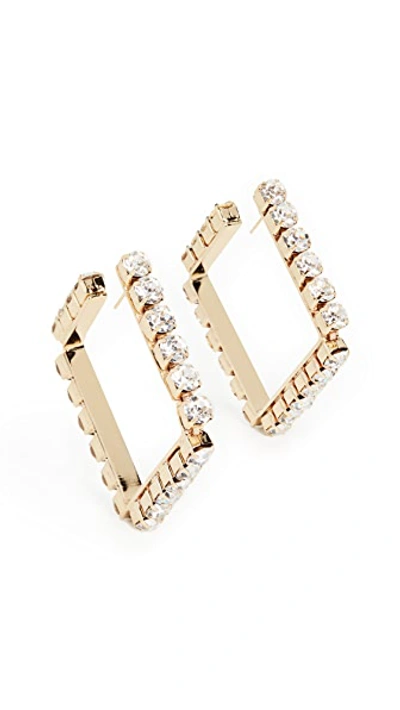 Shop Area Medium Classic Square Hoops In Gold Brass/crystal