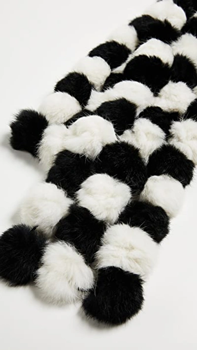 Shop Adrienne Landau Fur Pom Pom Scarf In Black/white