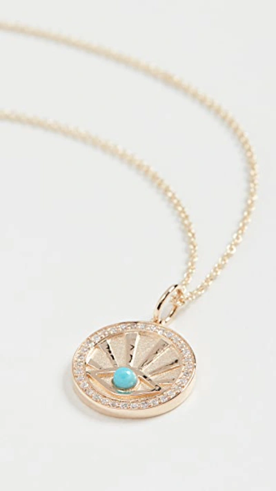 Shop Sydney Evan Evil Eye Coin Necklace In Yellow/gold