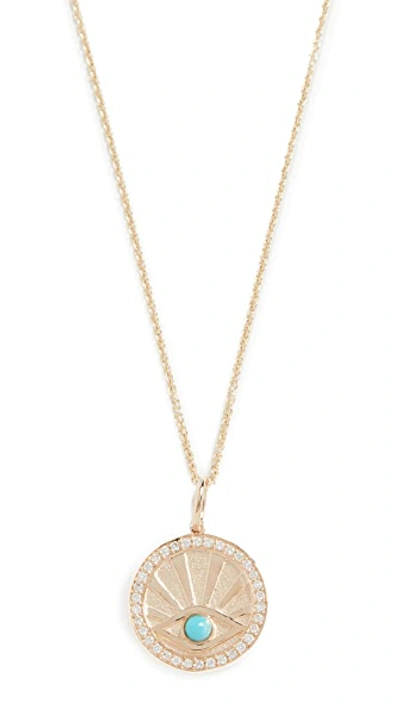 Shop Sydney Evan Evil Eye Coin Necklace In Yellow/gold