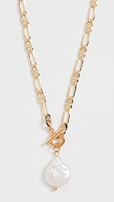 Shop Shashi Sovereign Necklace In Gold/pearl