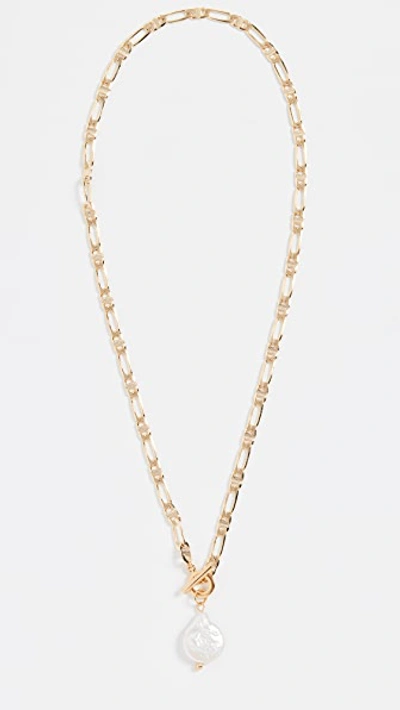 Shop Shashi Sovereign Necklace In Gold/pearl