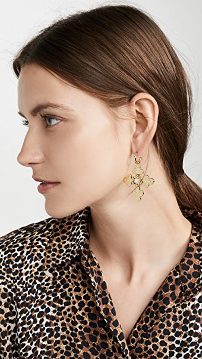 Shop Luv Aj The Etched Flora Earrings In Gold