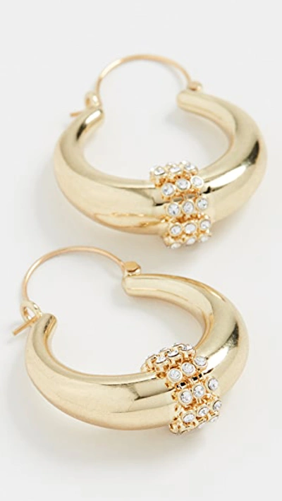 Shop Luv Aj The Pave Loop Tube Hoops In Gold