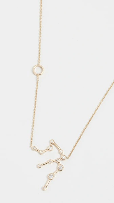 14k Gold Aquarius Necklace with White Diamonds