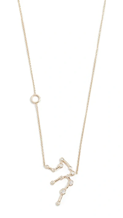 14k Gold Aquarius Necklace with White Diamonds