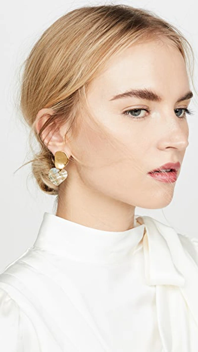 Shop Lizzie Fortunato Abalone Heart Earrings In Gold/multi