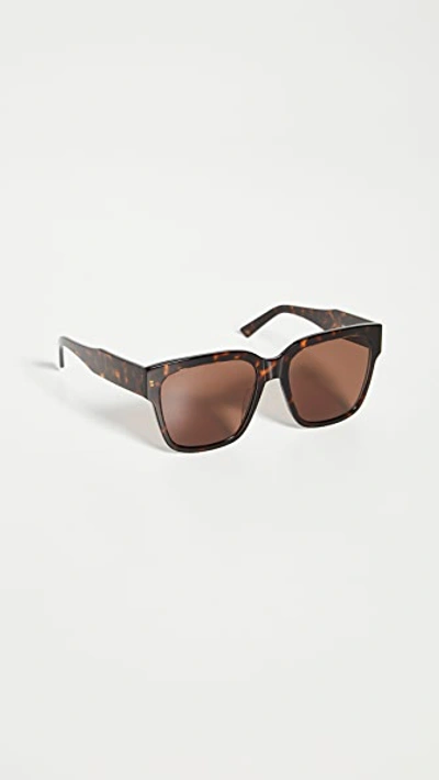 Shop Balenciaga Flat Square Sunglasses In Dark Havana/brown