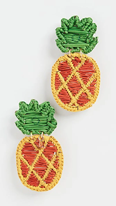Shop Mercedes Salazar Pineapple Earrings In Multi