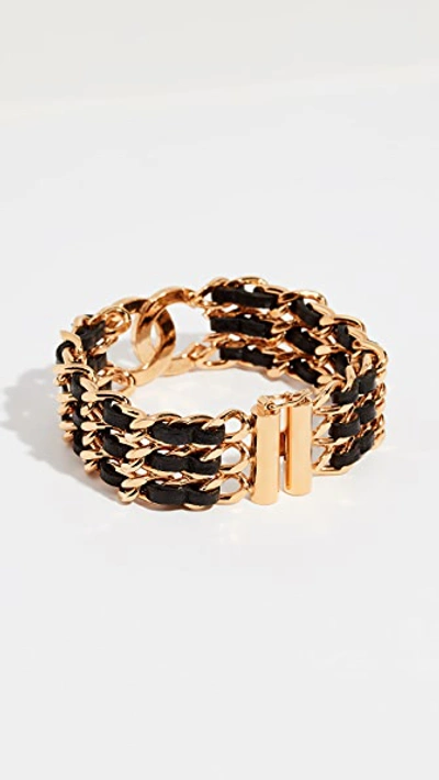 Pre-owned Chanel Leather Bracelet In Gold/black