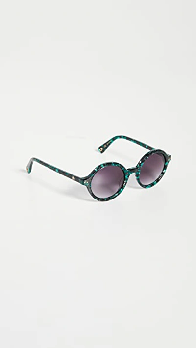 Shop Lele Sadoughi East Village Round Sunglasses In Emerald