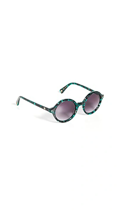 Shop Lele Sadoughi East Village Round Sunglasses In Emerald