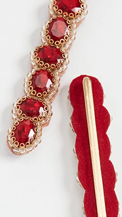Shop Deepa Gurnani Lavena Bobbie Pin Set In Ruby