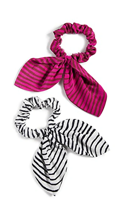 Shop Tanya Taylor Set Of 2 Scrunchies In Zebra