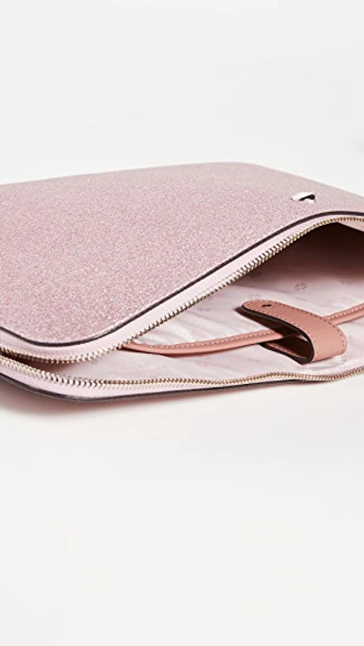 Shop Kate Spade Glitter Laptop Sleeve In Rose Gold