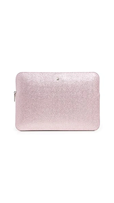 Shop Kate Spade Glitter Laptop Sleeve In Rose Gold