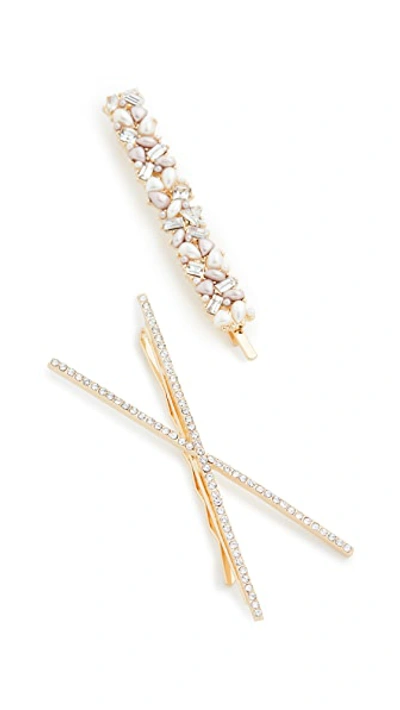 Shop Baublebar X And Gem Hair Clip Set In Griege/gold