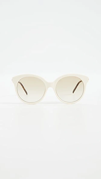 Shop Gucci Bamboo Round Sunglasses In Shiny Solid Ivory