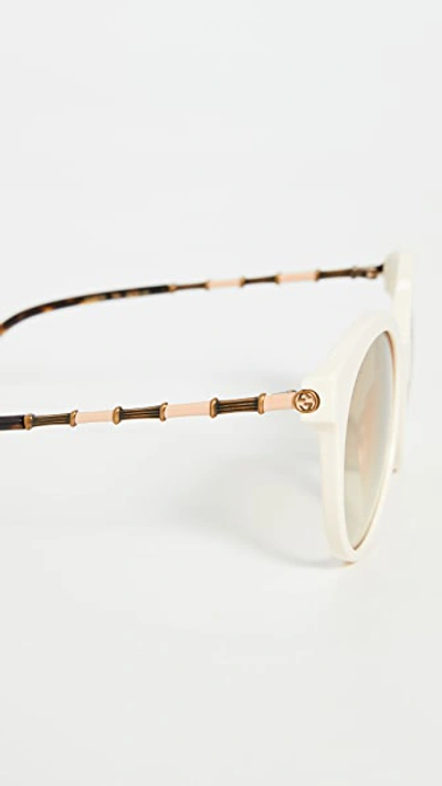 Shop Gucci Bamboo Round Sunglasses In Shiny Solid Ivory