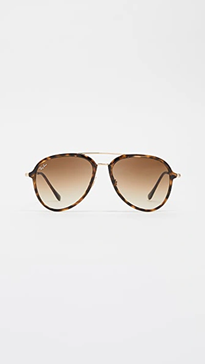 Shop Ray Ban Rb4298 Aviator Gradient Sunglasses In Light Havana/brown