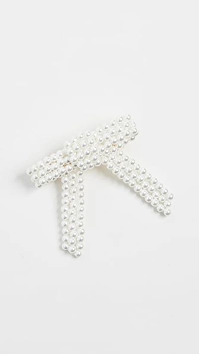 Shop Loeffler Randall Elodie Beaded Bow Barrette In Pearl