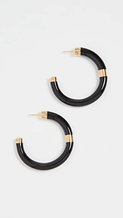 Shop Aurelie Bidermann Katt Hoops Earrings In Black