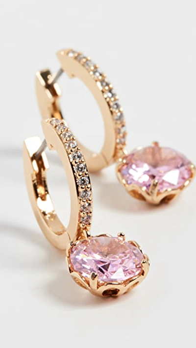Shop Kate Spade Pave Huggie Earrings In Pink