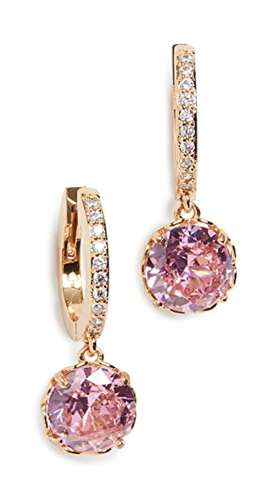 Shop Kate Spade Pave Huggie Earrings In Pink