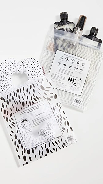 Shop Kitsch Shopbop Travel Set Black X Micro Dot Towel Scrunchie In Black/white