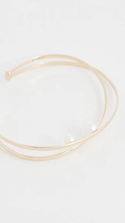 Shop Mizuki 14k Elipse Pearl Cuff In Gold/pearl