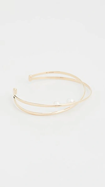 Shop Mizuki 14k Elipse Pearl Cuff In Gold/pearl