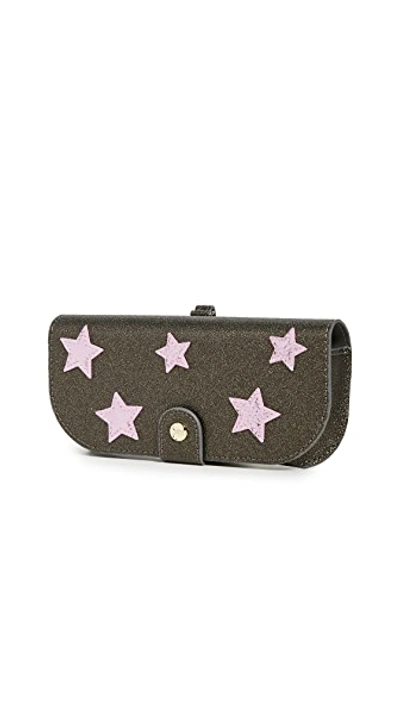 Shop Iphoria Glasses Keychain Case In Olive Green/pink Stars
