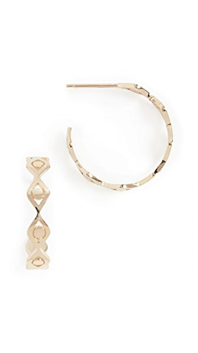 Shop Sydney Evan 14k Evil Eye Link Small Hoops In Yellow/gold