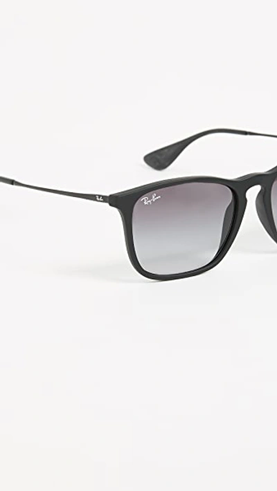 Shop Ray Ban Rb4187 Chris Square Sunglasses In Rubber Black/gradient Grey