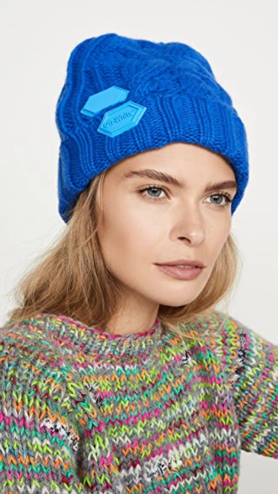 Shop Off-white Knit Pop Color Hat In Blue