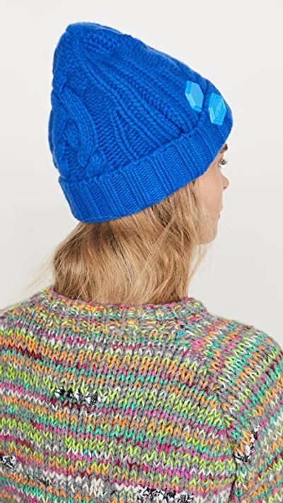 Shop Off-white Knit Pop Color Hat In Blue