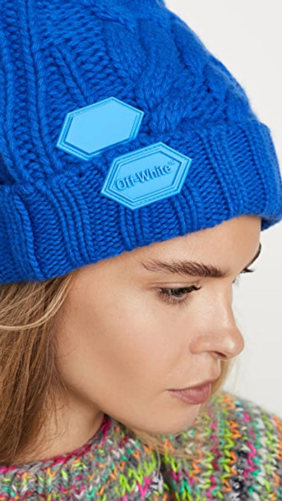 Shop Off-white Knit Pop Color Hat In Blue