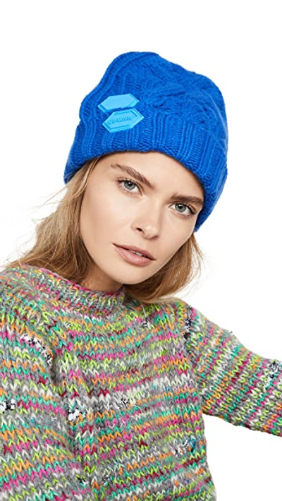 Shop Off-white Knit Pop Color Hat In Blue