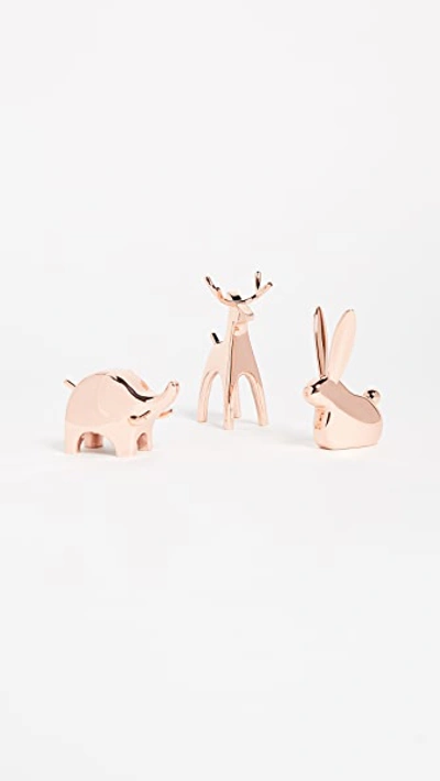 Shop Shopbop Home Shopbop @home Anigram Ring Holder Set Of Three In Copper