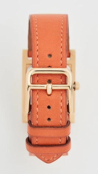 Pre-owned Hermes Orange/gold Medor Watch 23mm