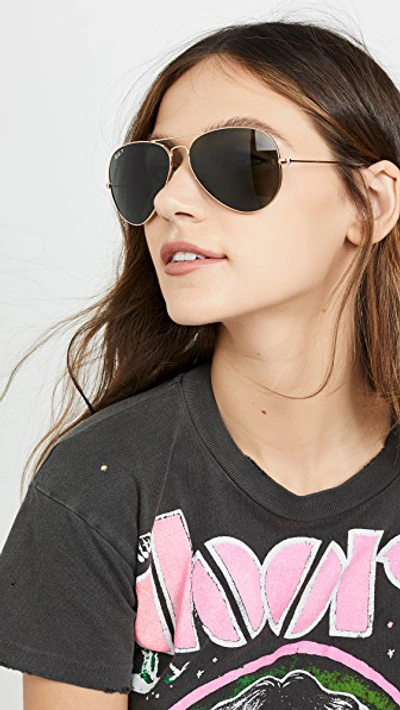 Ray Ban Ray-ban Unisex Original Polarized Brow Bar Aviator Sunglasses, 58mm In Gold/green