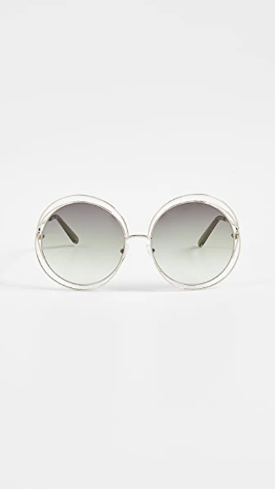 Shop Chloé Carlina Sunglasses In Gold/transparent Green