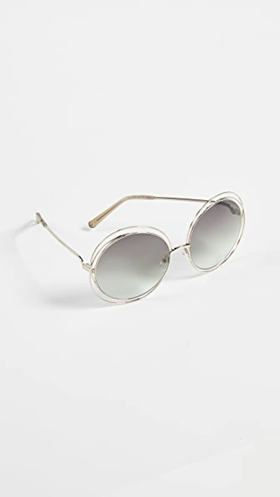 Shop Chloé Carlina Sunglasses In Gold/transparent Green