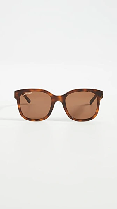 Shop Balenciaga Block Oversize Square Acetate Sunglasses In Havana/havana/brown