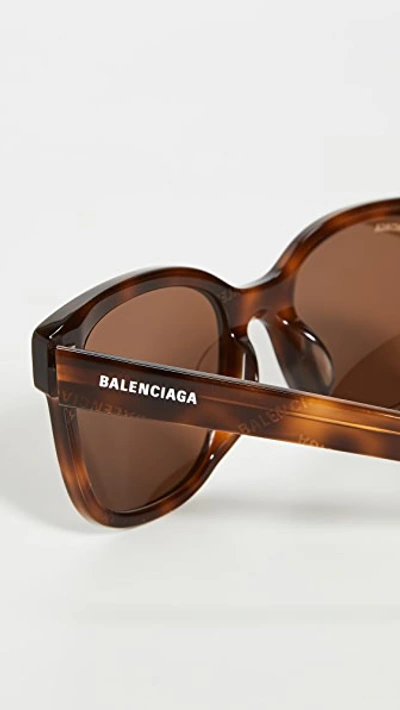 Shop Balenciaga Block Oversize Square Acetate Sunglasses In Havana/havana/brown