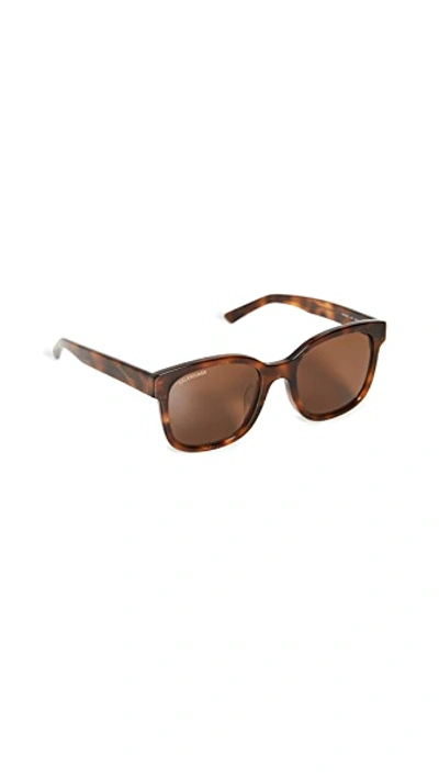 Shop Balenciaga Block Oversize Square Acetate Sunglasses In Havana/havana/brown