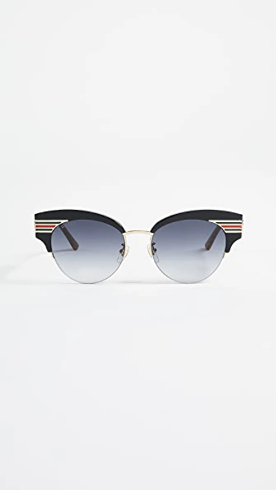 Shop Gucci Vintage Web Vintage Sunglasses In Black Gold/glitter Gold